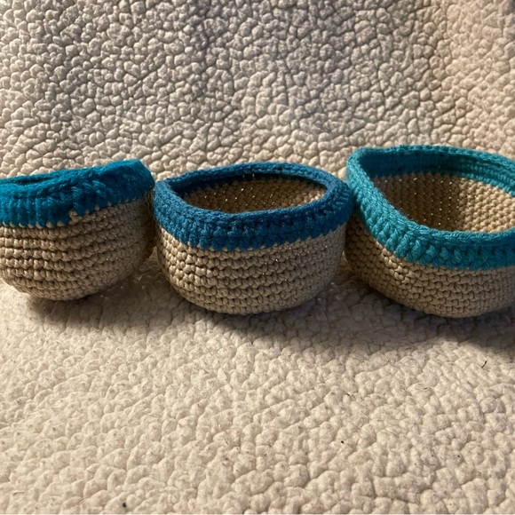 Hand Crafted Other - 3- pc hand crocheted basket set